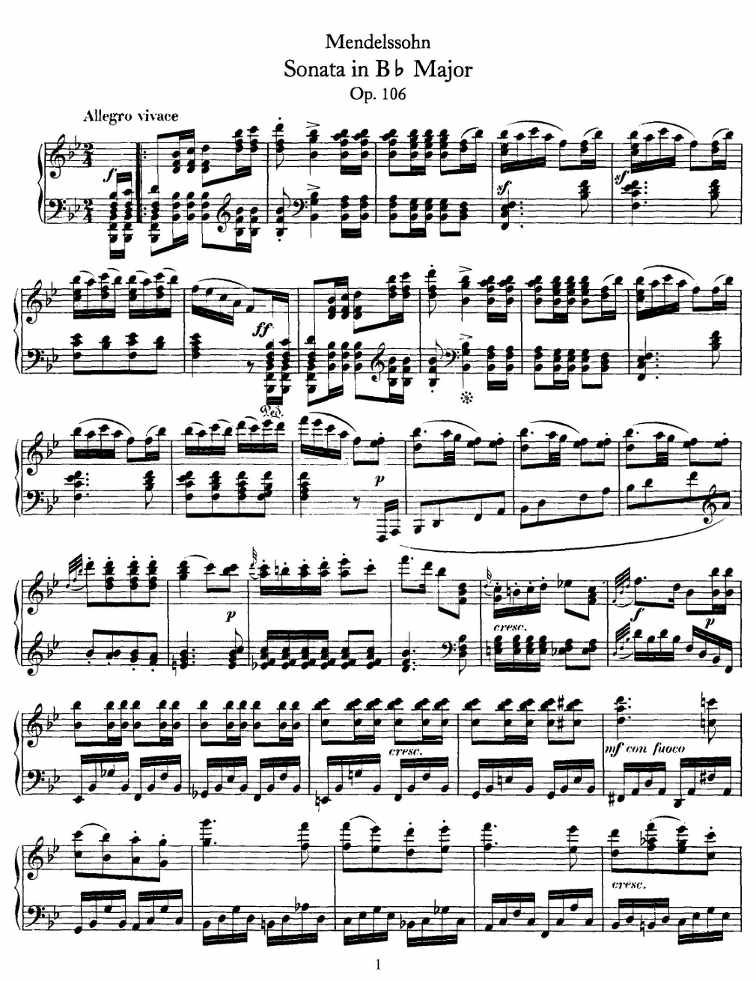 Mendelssohn Piano Sheet Music - PageLarge